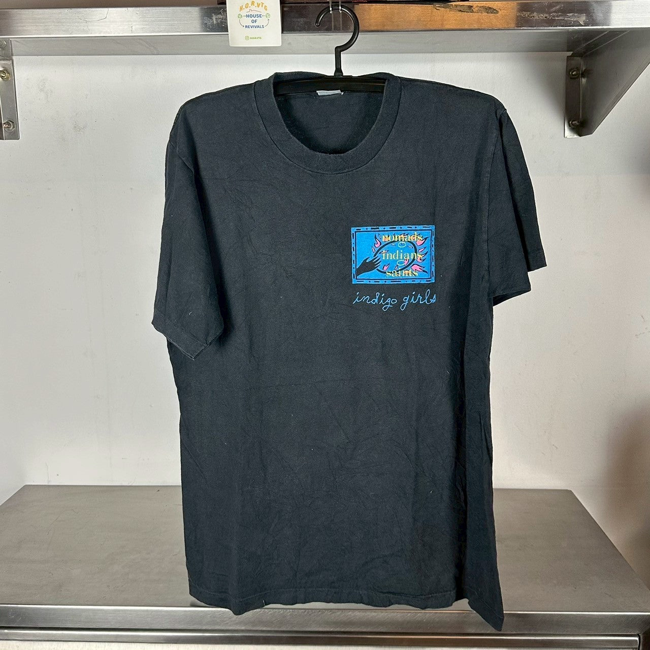 Vintage 1990 Indigo Girls Nomads Indians Saints Band Large single stitch T-shirt