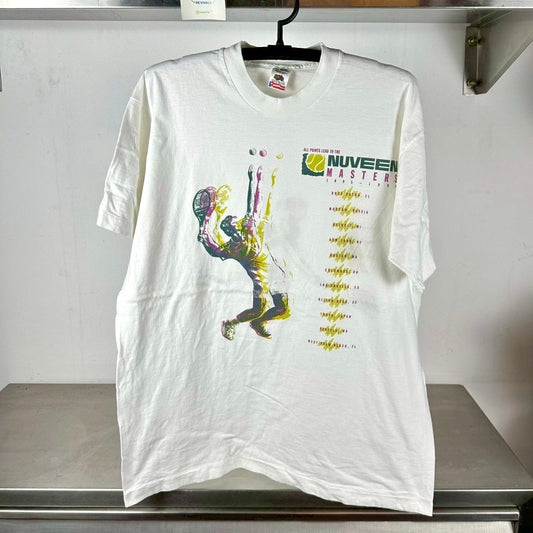 Vintage 1995/96 Nuveen Masters Tennis Championship Art Promo XL single stitch T-shirt