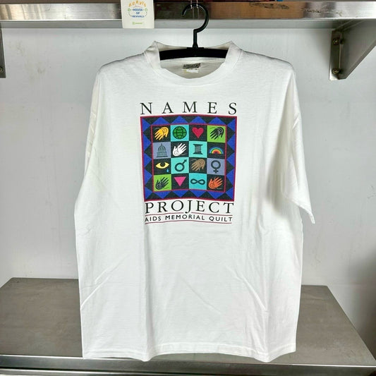 Vintage 90s Names Project Aids Memorial Quilt Artwork Promo XL Single Stitch T-Shirt