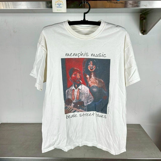 Vintage 1996 Beale Street Blues Memphis Music George Hunt Artwork Large T-shirt