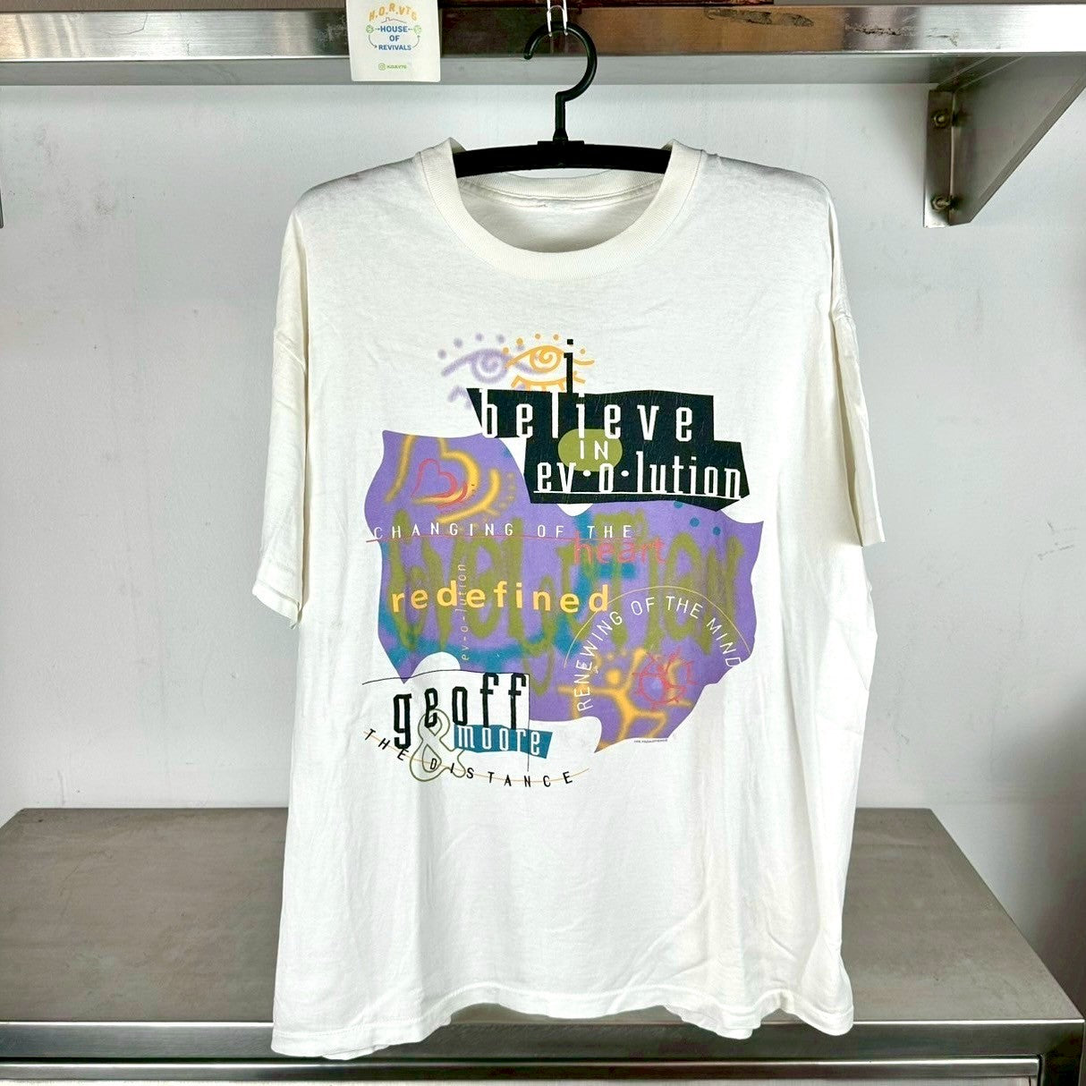 Vintage 90s Geoff Moore & The Distance I Believe in Evolution XL Single Stitch T-shirt