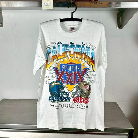Vintage 1995 NFL Super Bowl XXIX All California Chargers VS 49ers Large single stitch T-shirt