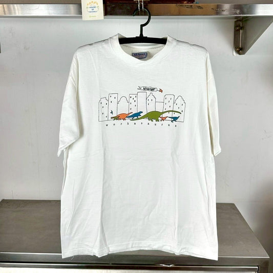 Vintage 90s Workasaurus Dinosaurs Advantage Artwork Promo XL single stitch T-shirt
