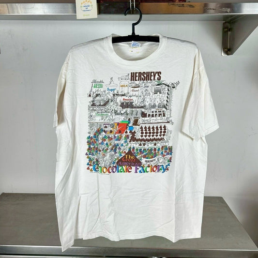 Vintage 1992 Hershey's Chocolate Factory Artwork Promo XL T-Shirt