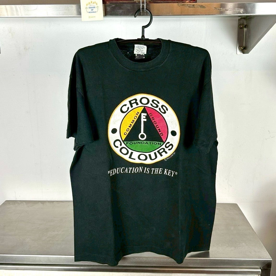 Vintage 90s Cross Colours Education is the Key Hip Hop XL Single Stitch T-Shirt