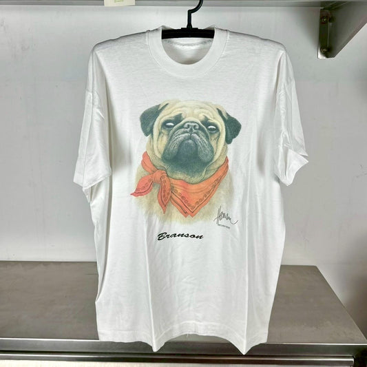 Vintage 90s Pug Branson Dog Portrait XL Single Stitch T-Shirt