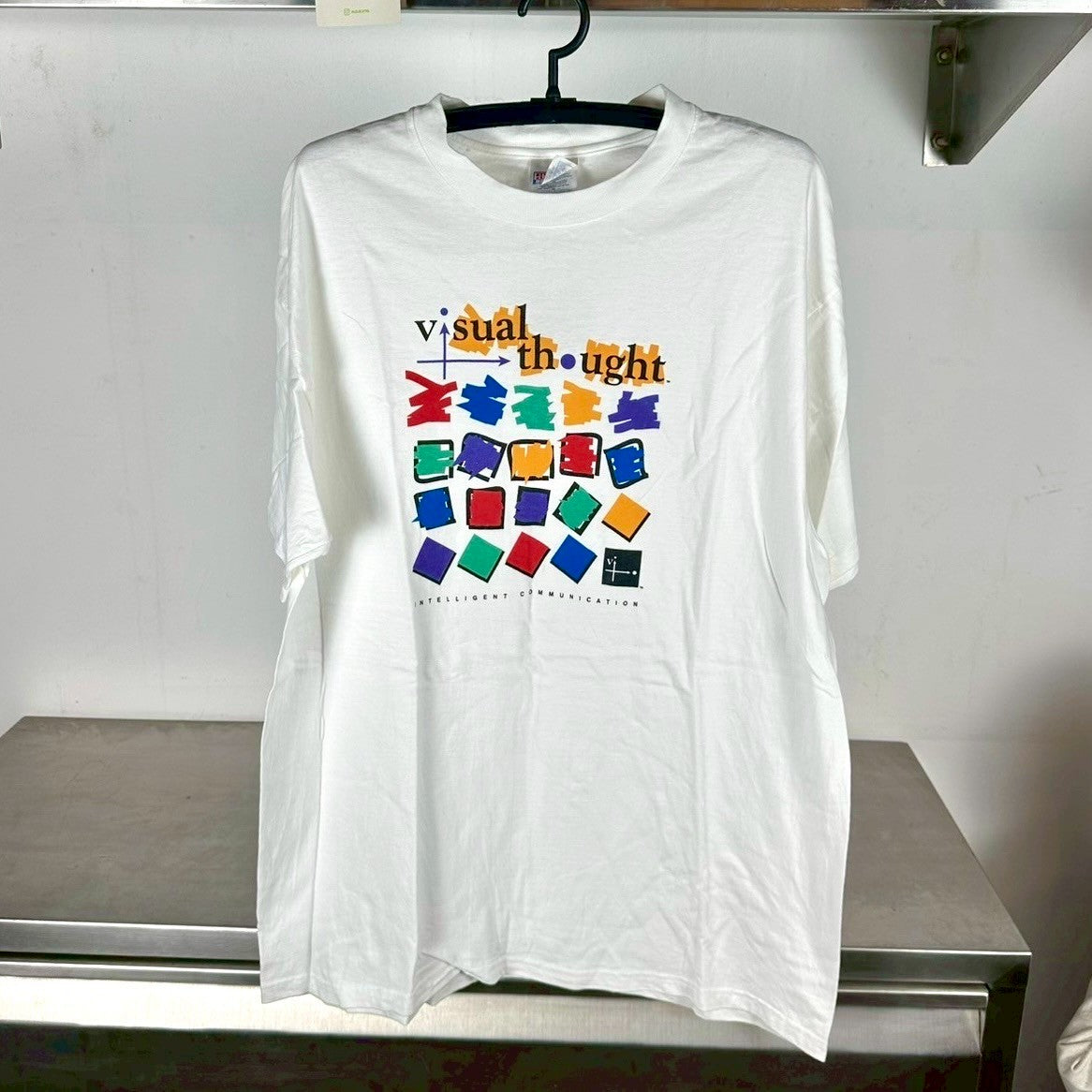 Vintage 90s Visual Thought Intelligent Commuication Artwork XL T-Shirt
