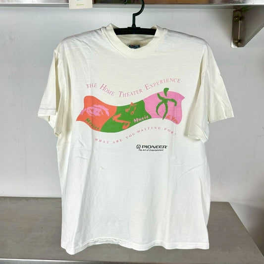Vintage 90s Pioneer The Home Theater Experience Promo Large Single Stitch T-Shirt
