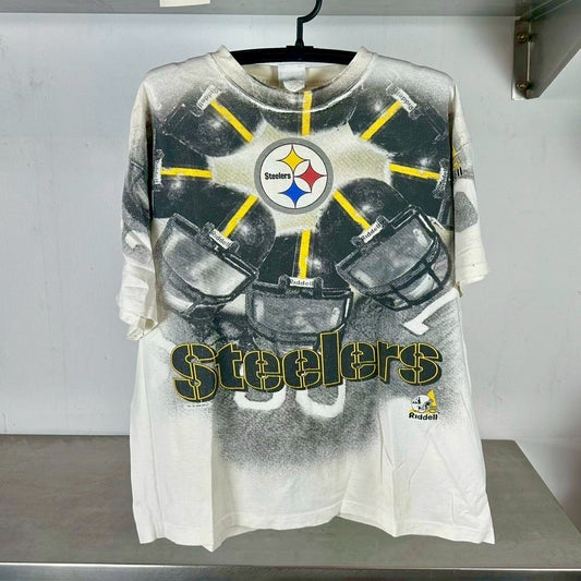 Vintage 1996 Pittsburgh Steelers All Over Print NFL T-shirt