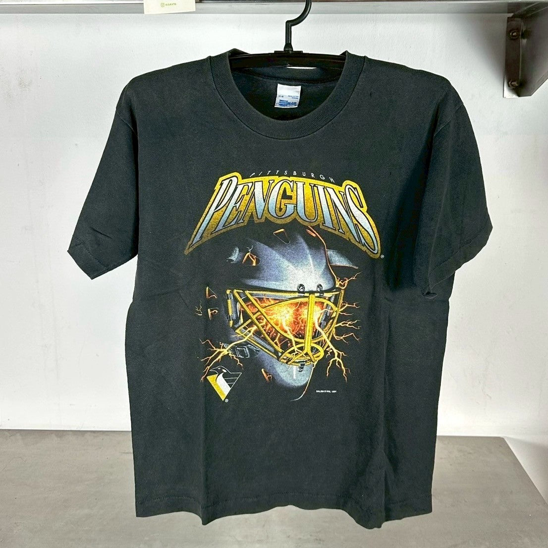 Vintage 1994 Pittsburgh Penguins Lightning Helmet NHL T-shirt