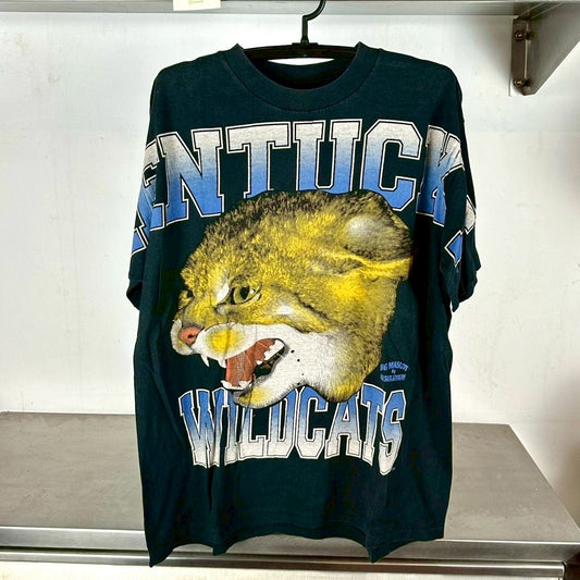 Vintage 90s Kentucky Wildcats Big Mascot Wauldron AOP NCAA T-shirt