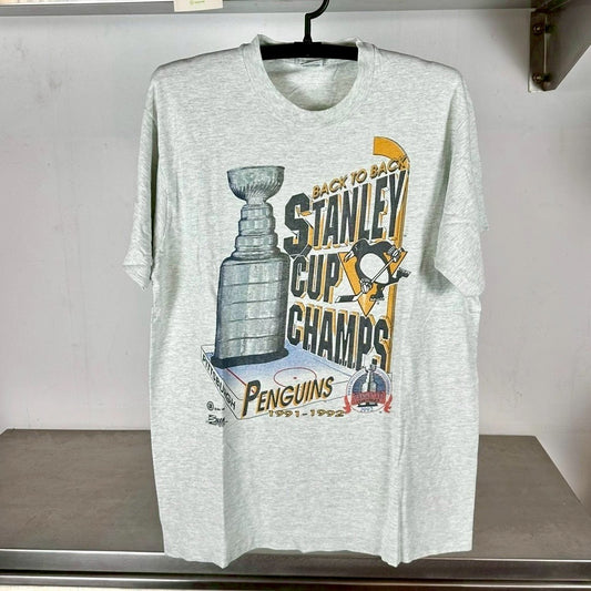 Vintage 1992 Pittsburgh Penguins Stanley Cup Champs NHL T-shirt
