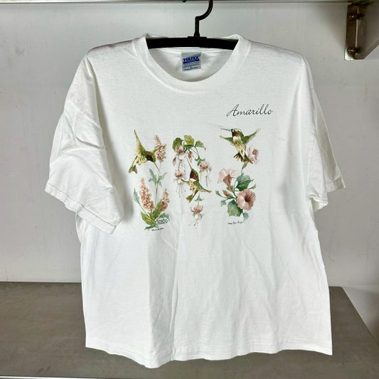 Vintage 90s Amarillo Birds Flowers Artwork T-shirt
