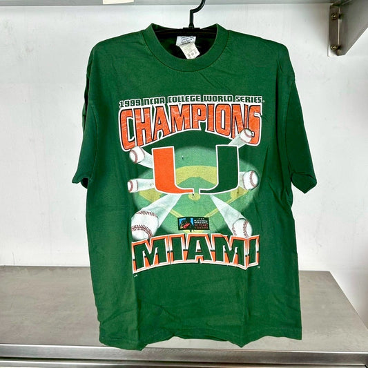 Vintage 1999 Miami Hurricanes NCAA World Series Champions T-shirt