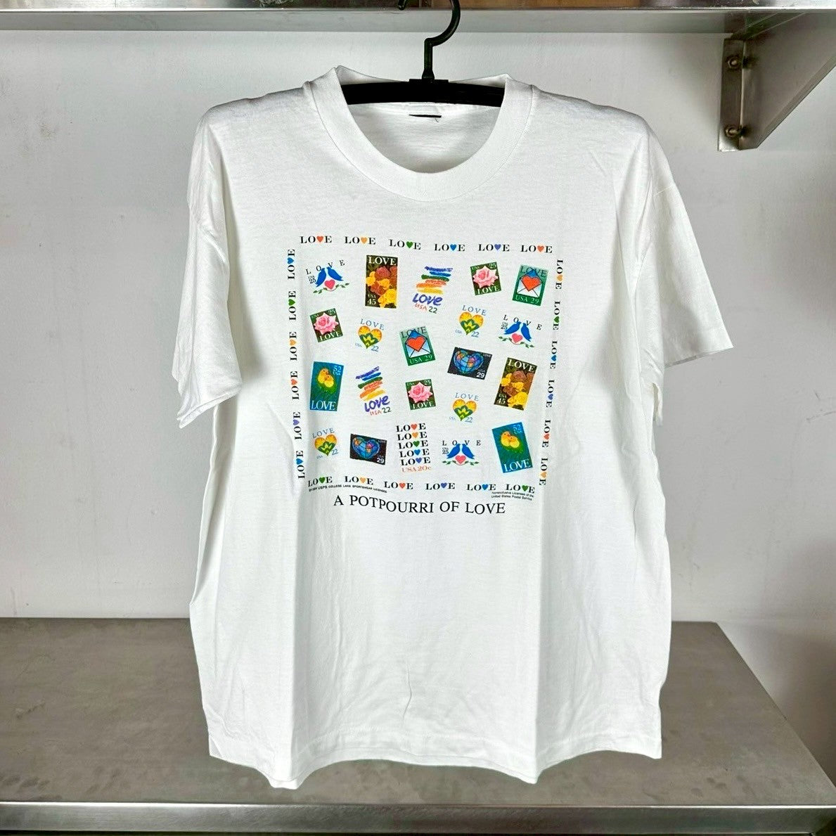Vintage 1994 A Potpurri of Love USPS Stamp Artwork T-shirt