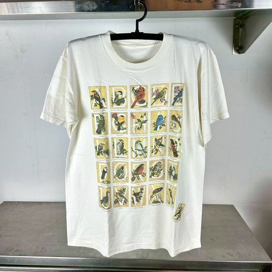 Vintage 90s Alphabet Birds Flowers Artwork T-shirt