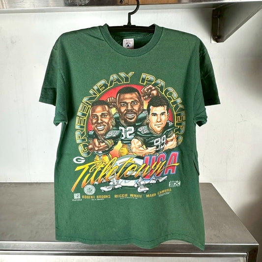 Vintage 1996 Green Bay Packers title Town Caricature NFL T-shirt