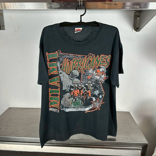 Vintage 90s Miami Hurricanes Football NCAA Nutmeg T-shirt