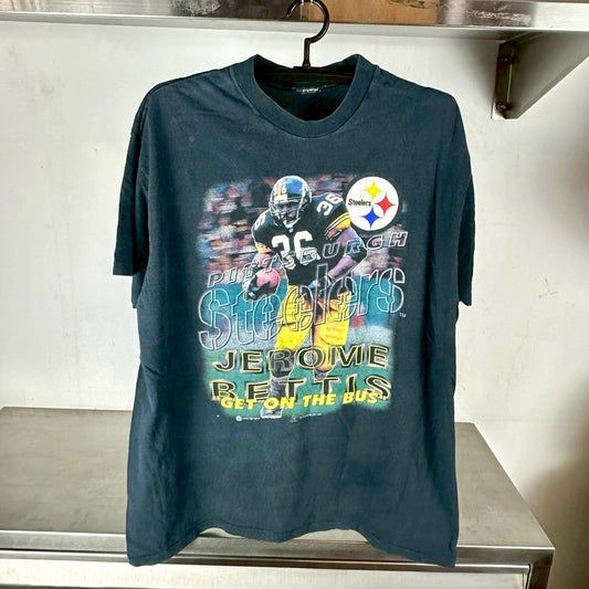 Vintage 1997 Jermoe Bettis Get on The Bus Steelers NFL T-shirt