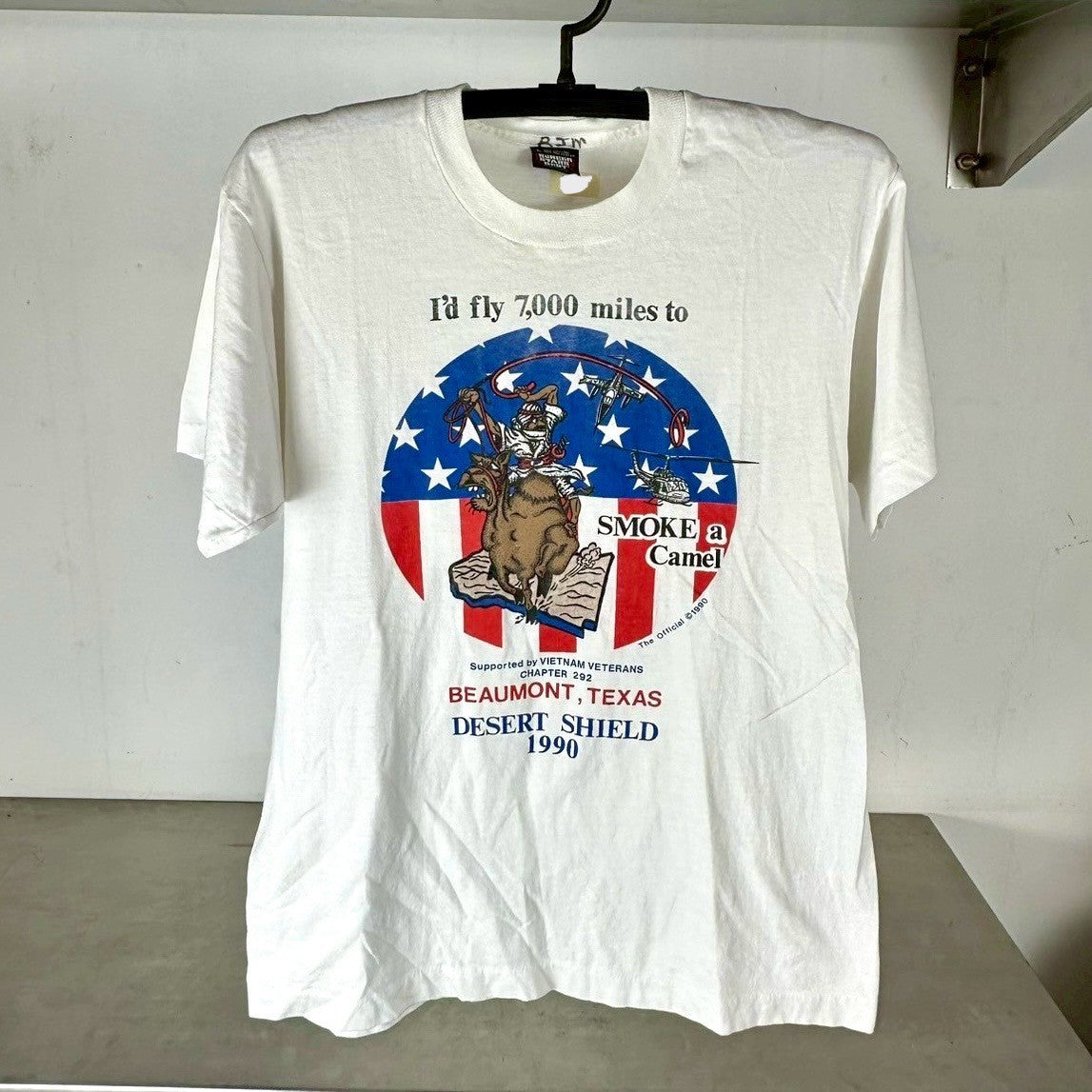 Vintage 1990 I'd Fly 7000 Miles to Smoke a Camel Humor T-shirt