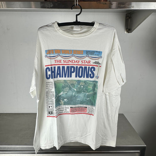 Vintage 1992 Toronto Blue Jays MLB Champions Newspaper T-shirt
