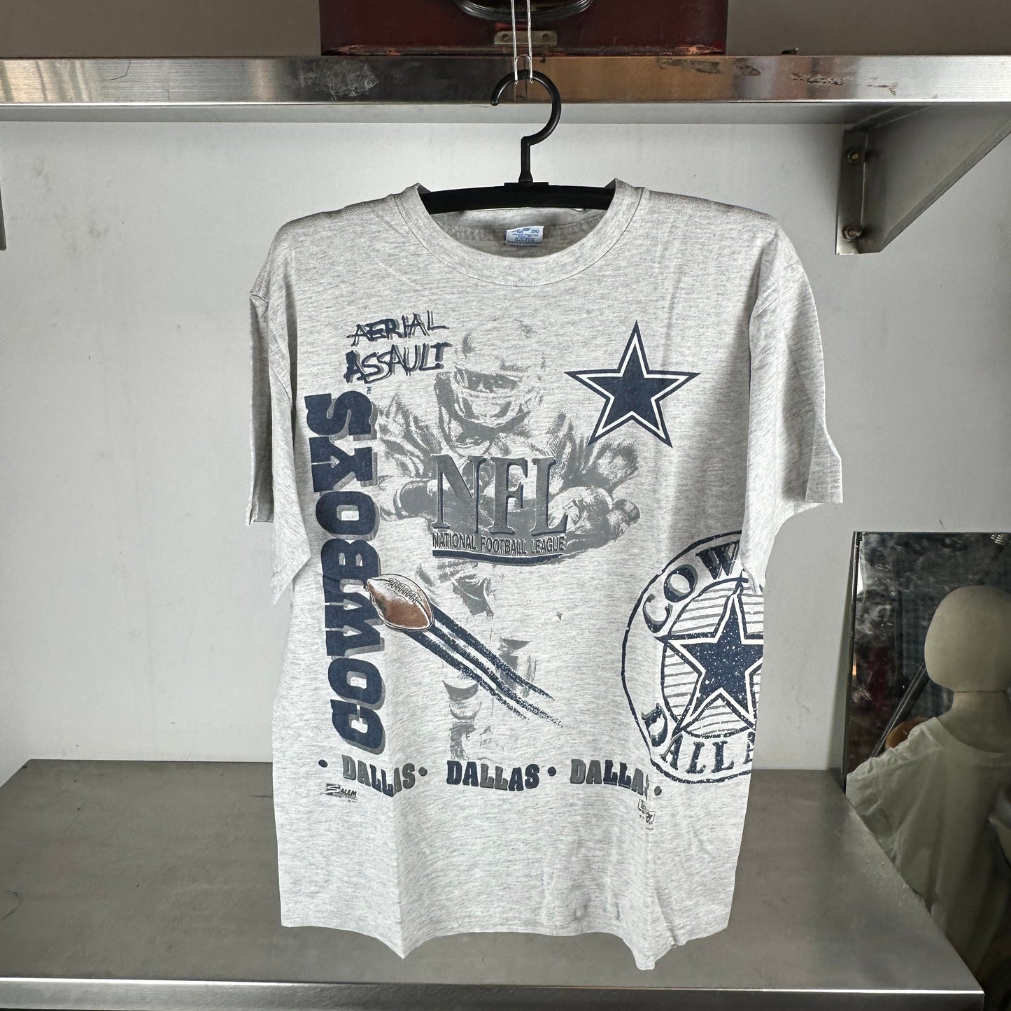 Vintage 1991 Dallas Cowboys Aerial Assault NFL AOP T-shirt