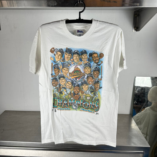 Vintage 1997 Florida Marlins MLB World Champions Caricature T-Shirt