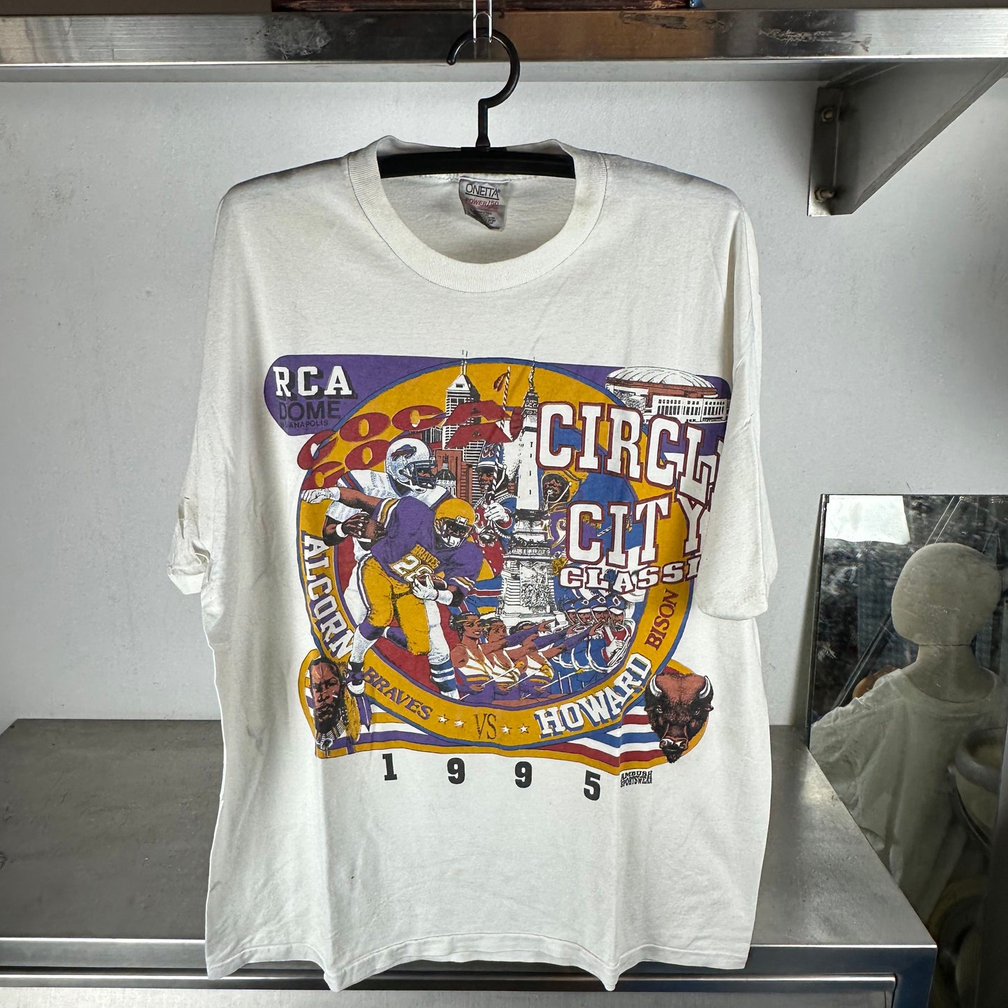 Vintage 1995 Circle City Classic College Football Braves VS Bison T-Shirt
