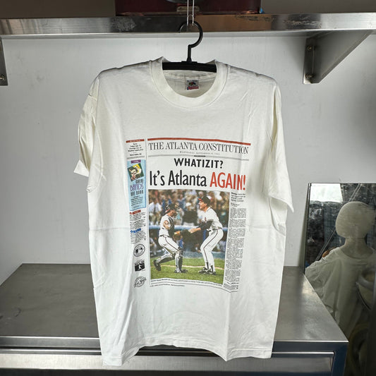 Vintage 1992 Atlanta Braves It's Atlanta Again! MLB Newspaper T-Shirt