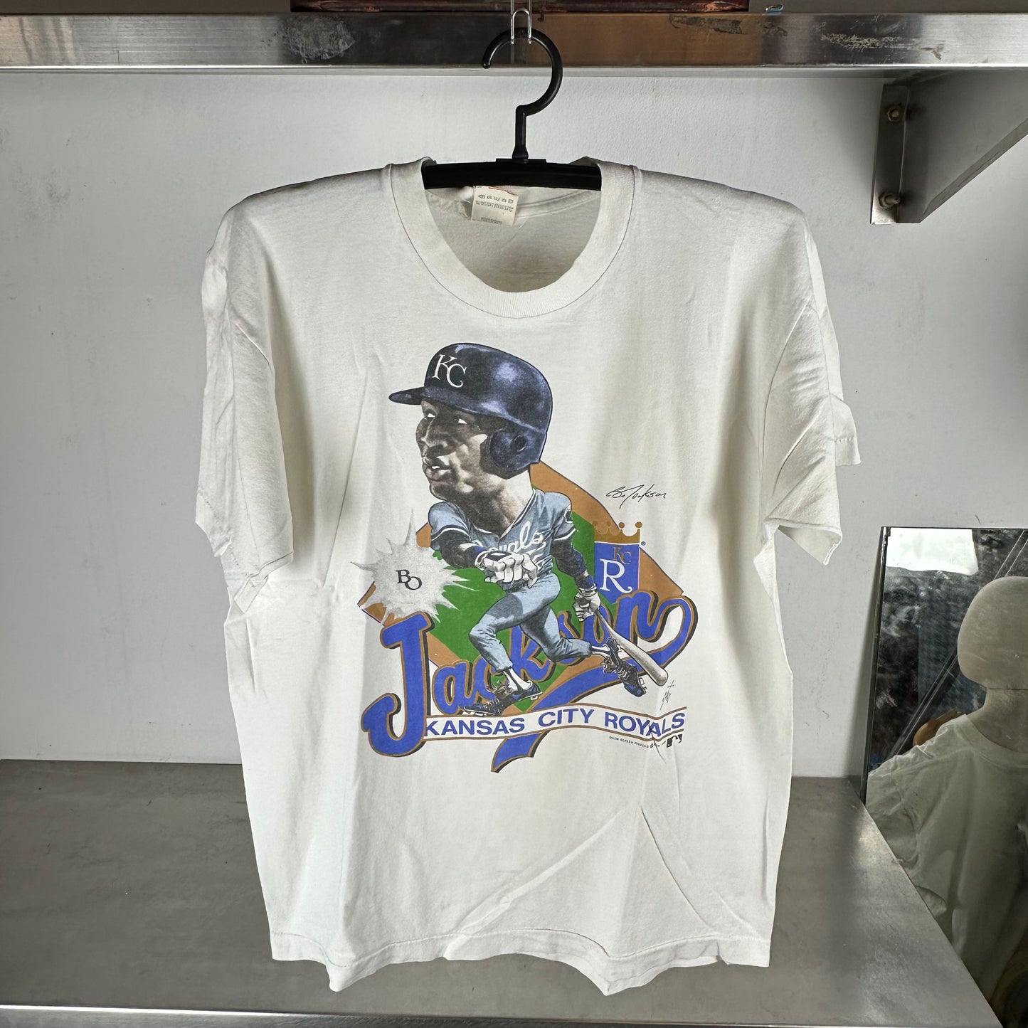 Vintage 1989 Bo Jackson Kansas City Royals MLB Caricature T-Shirt