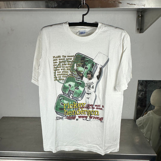 Vintage 1990 Rickey Henderson Oakland Athletics MLB Salem Sportswear T-Shirt