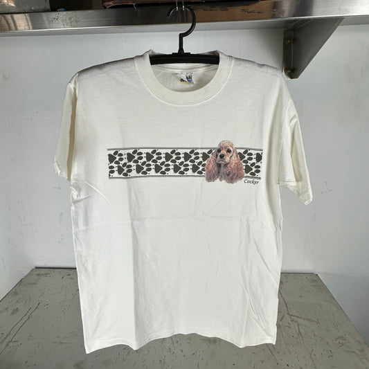Vintage 2000s Cocker Spaniel Dog Artwork Graphic T-Shirt