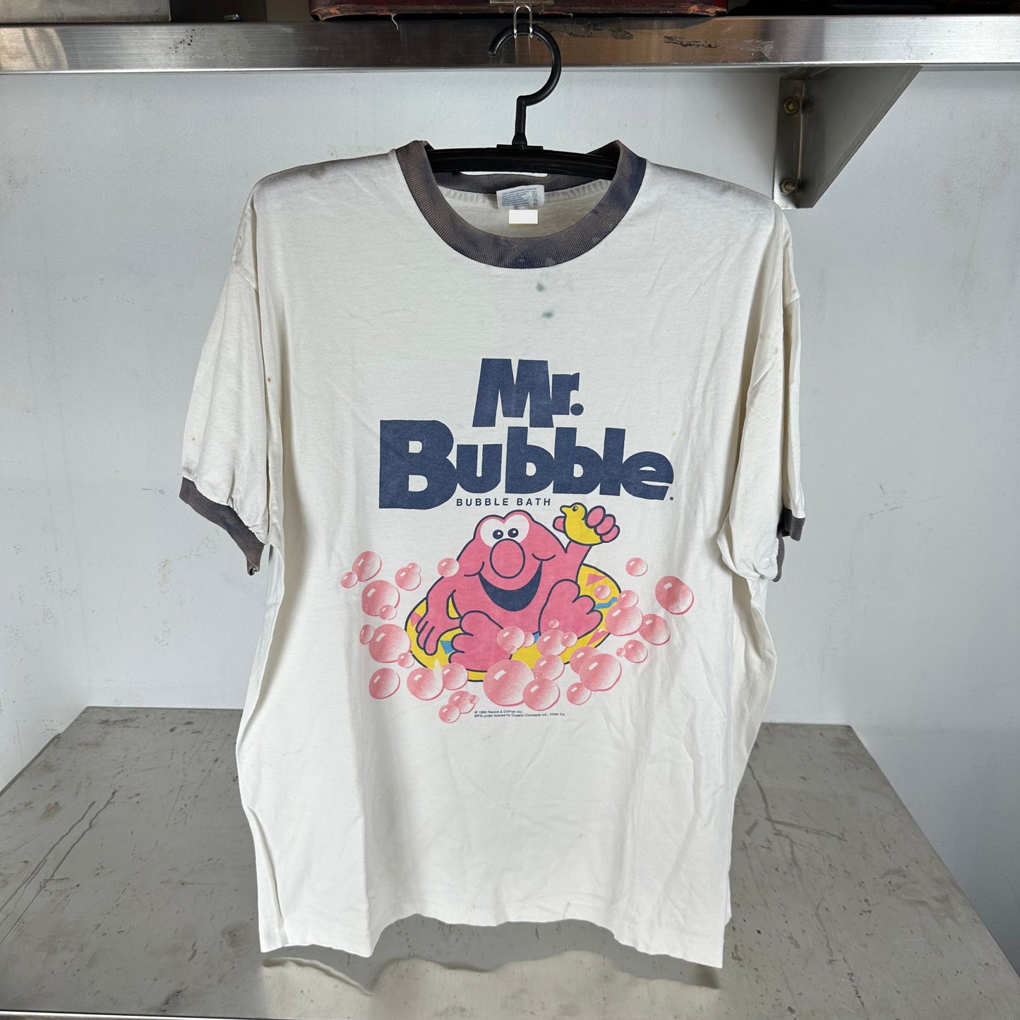 Vintage 1995 Mr. Bubble Bubble Bath Promo Graphic Ringer T-Shirt