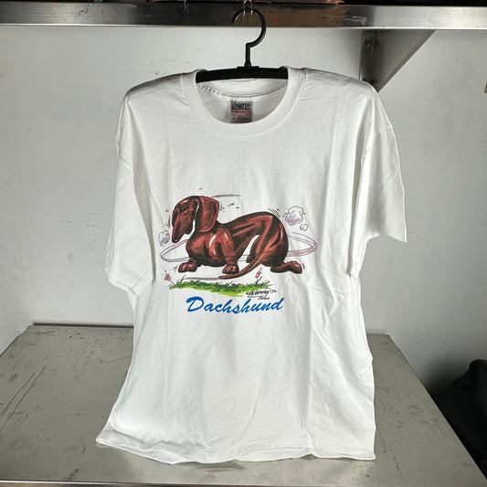Vintage 1992 Dachshund Dog Artwork Graphic T-shirt