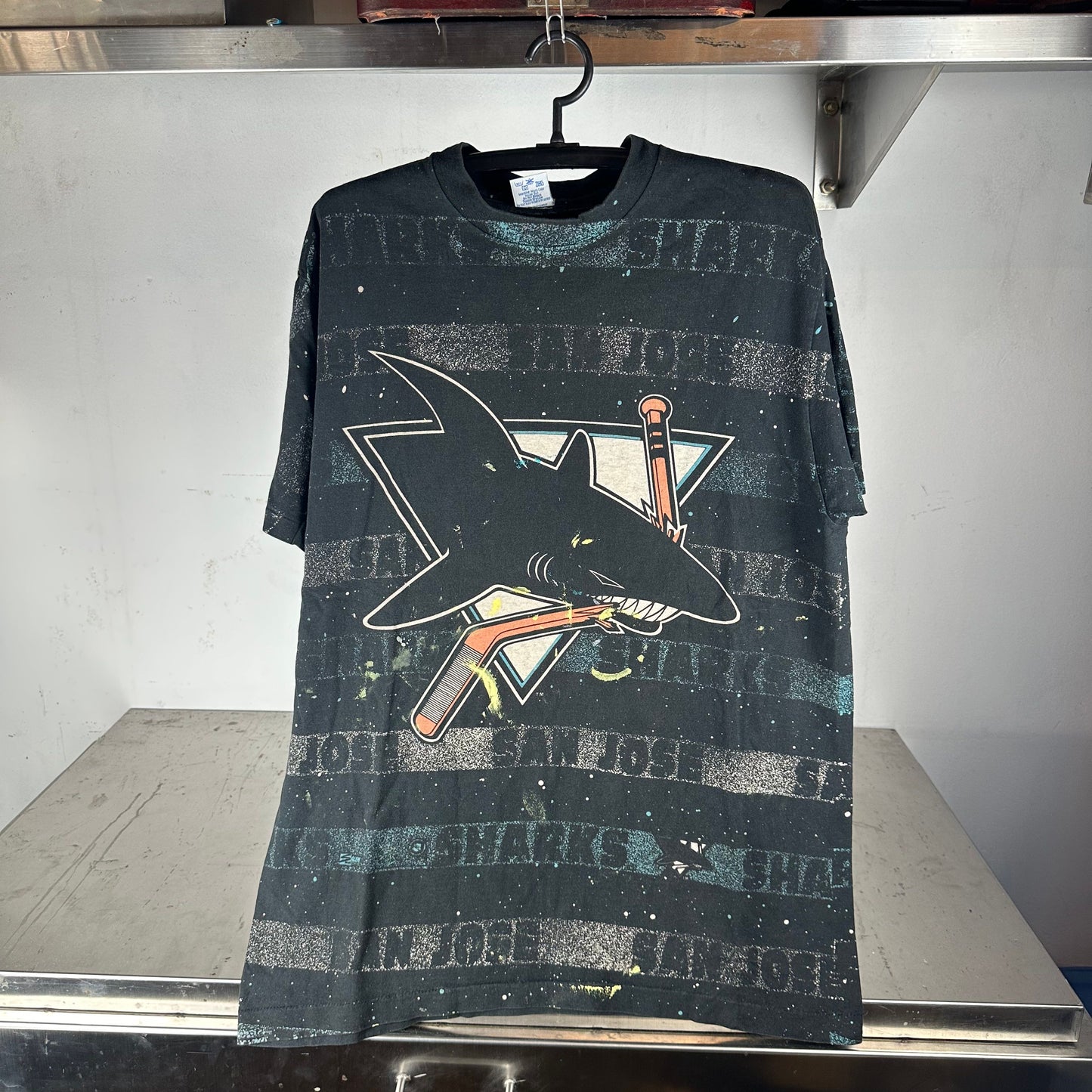 Vintage 90s San Jose Sharks All Over Print NHL AOP T-shirt