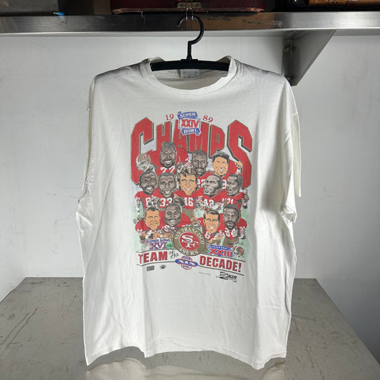 Vintage 1989 San Francisco 49ers Team of the Decade NFL Caricature T-shirt