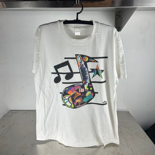 Vintage 90s Music Note Artwork Graphic T-shirt