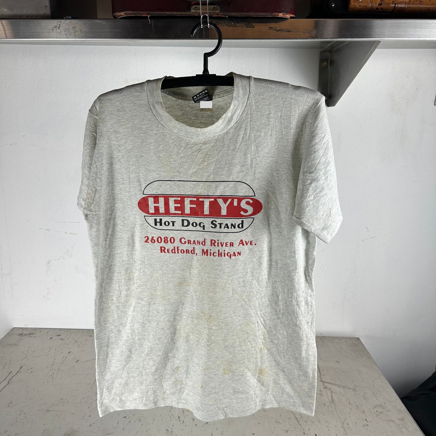 Vintage 80s Hefty's Hot Dog Stand Michigan Promo T-shirt