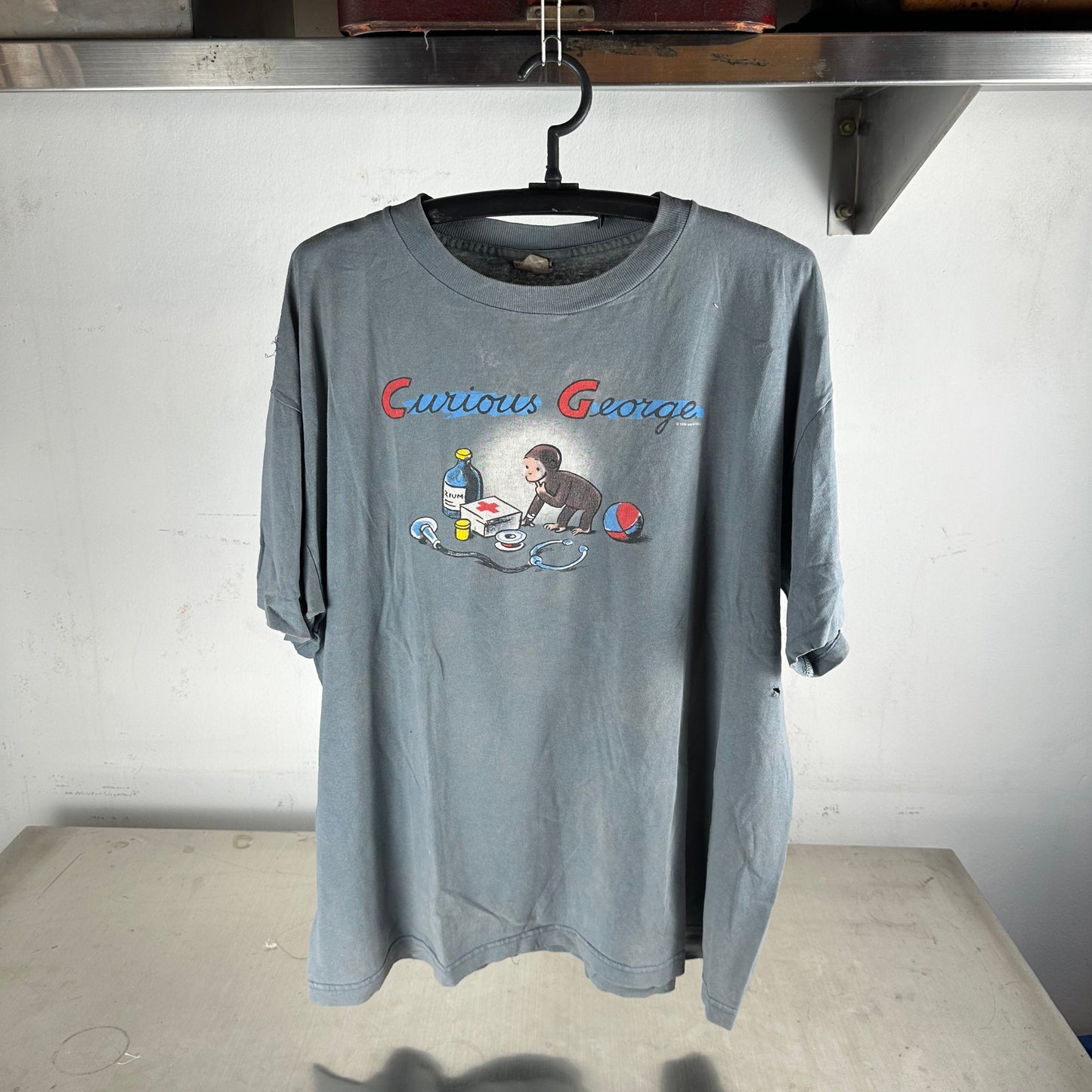 Vintage 1996 Curious George Cartoon Graphic T-Shirt