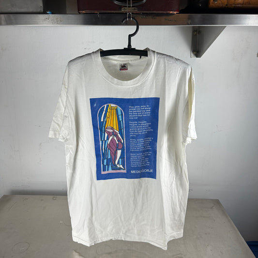 Vintage 90s Virgin Mary Prayer Medjugorje Pray Religious T-Shirt