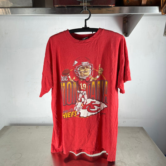 Vintage 90s Joe Montana Kansas City Chiefs NFL Caricature T-Shirt