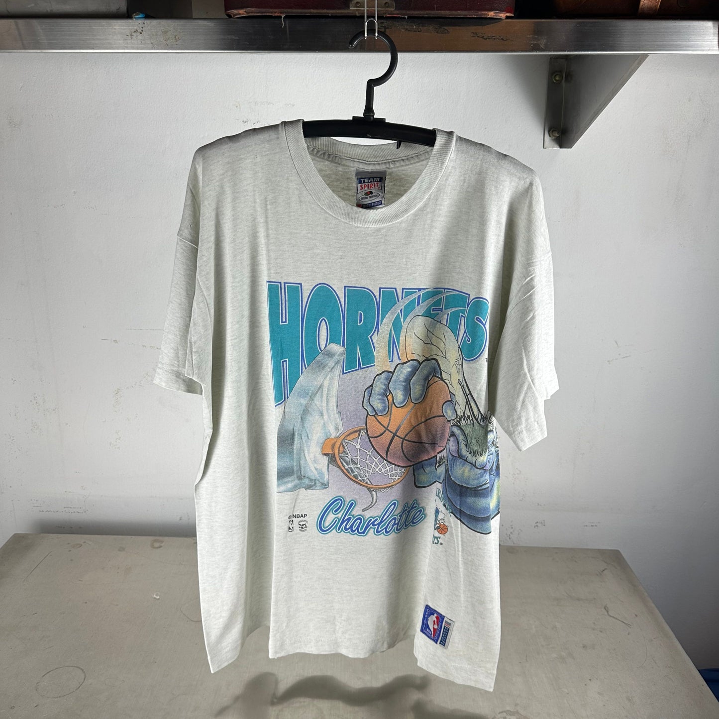 Vintage 90s Charlotte Hornets NBA Mascot Wraparound AOP T-Shirt