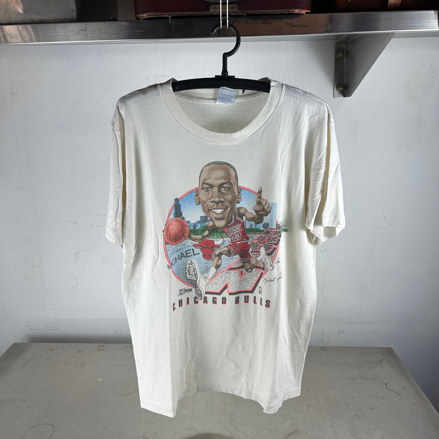Vintage 90s Michael Jordan Chicago Bulls NBA Caricature Salem Sportswear T-Shirt