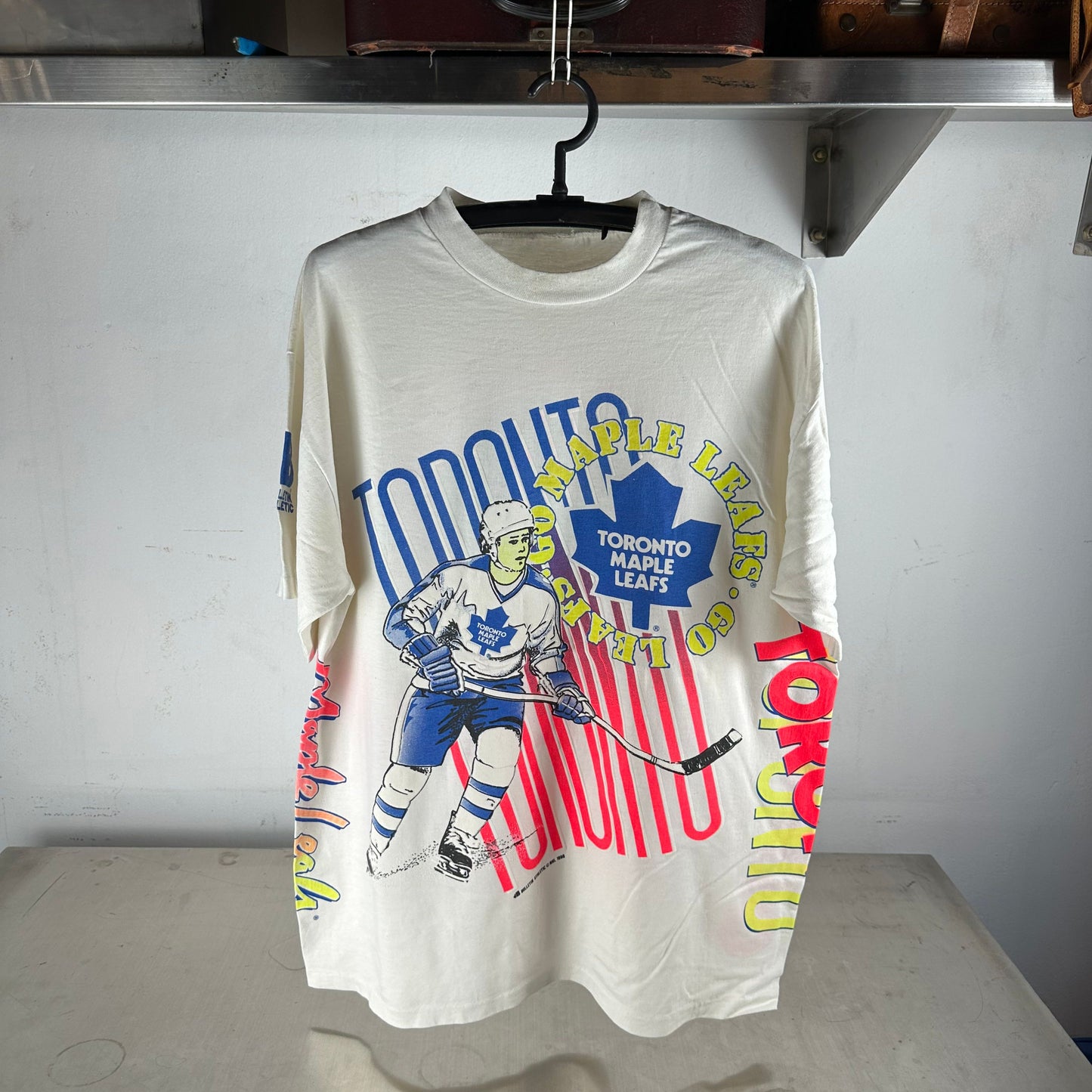 Vintage 1990 Toronto Maple Leafs NHL Bulletin Athletic AOP T-Shirt