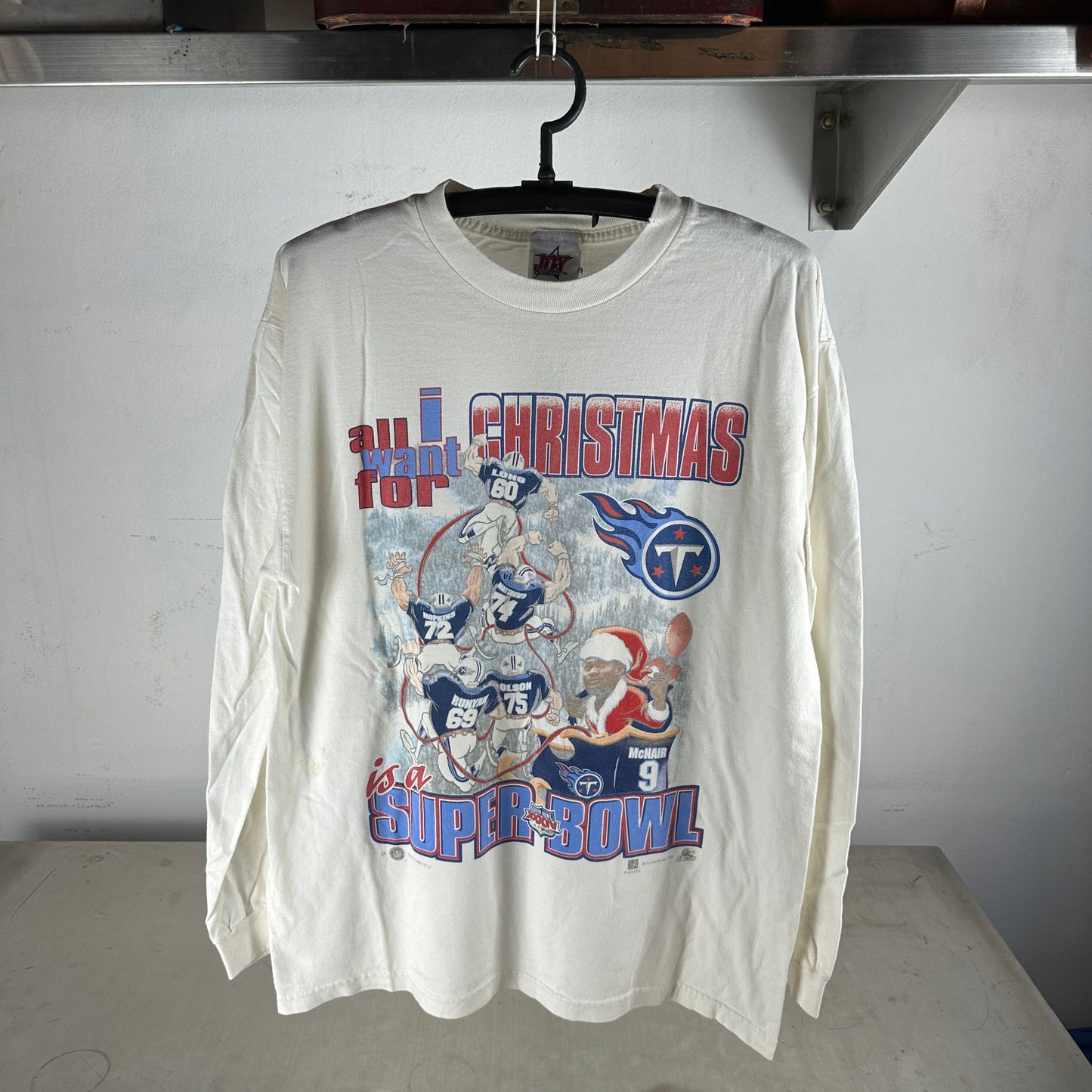 Vintage 1999 Tennessee Titans All I Want For Christmas Is A Super Bowl NFL T-Shirt