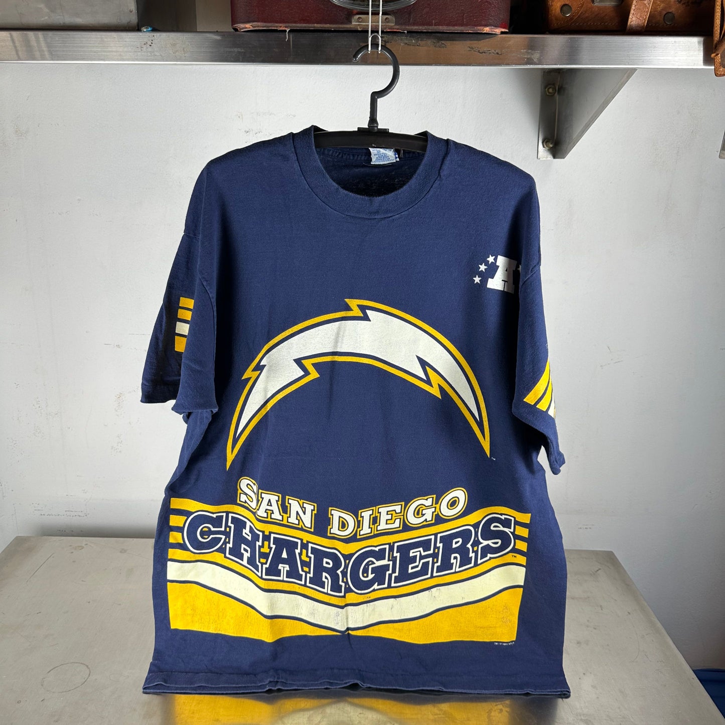 Vintage 1995 San Diego Chargers NFL Salem Sportswear AOP T-Shirt