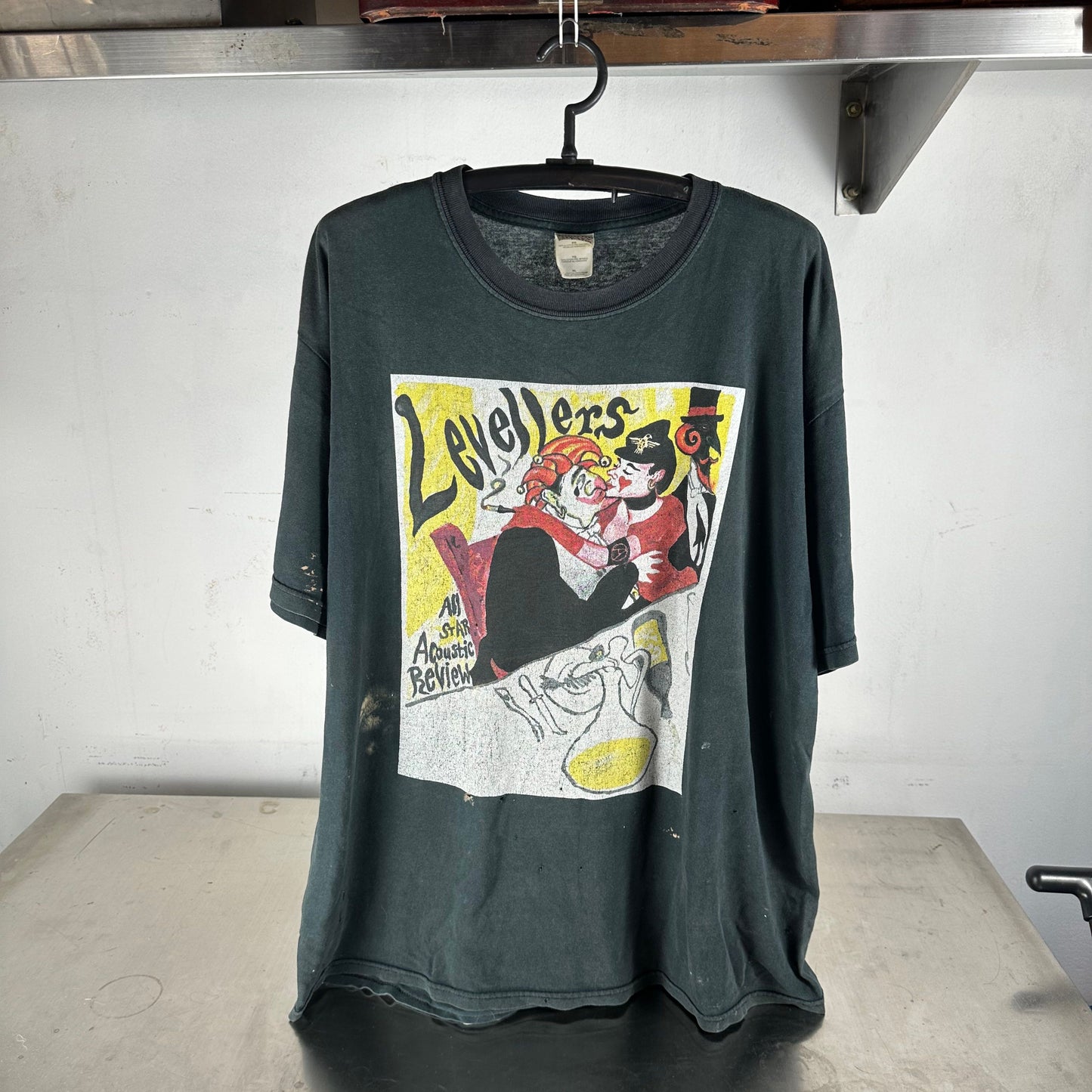 Vintage 90s Levellers All Star Acoustic Review Tour Rock Band Distressed T-Shirt