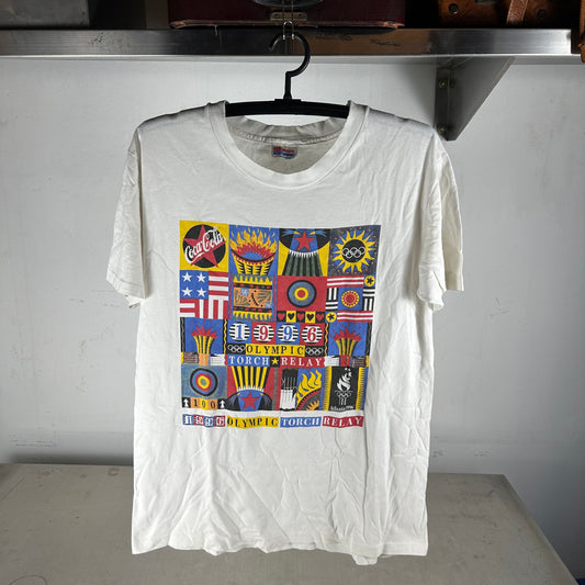 Vintage 1996 Atlanta Olympic Torch Relay Artwork Graphic T-Shirt