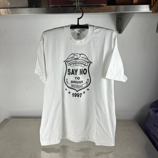 Vintage 1997 Say No To Drugs Michigan Police Graphic T-Shirt