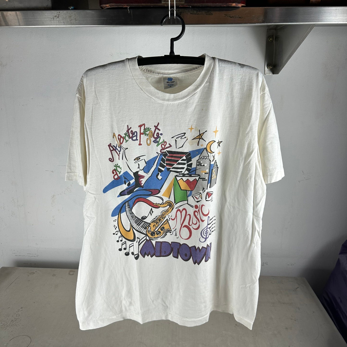 Vintage 90s Atlanta Music Festival Midtown Artwork Graphic T-Shirt